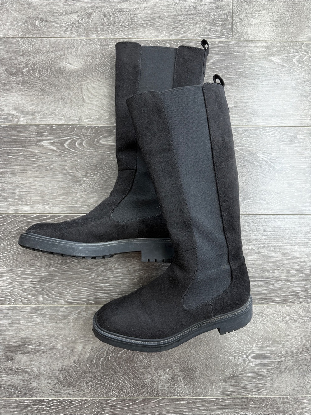 Zara Black Tall Chelsea Heeled Boots